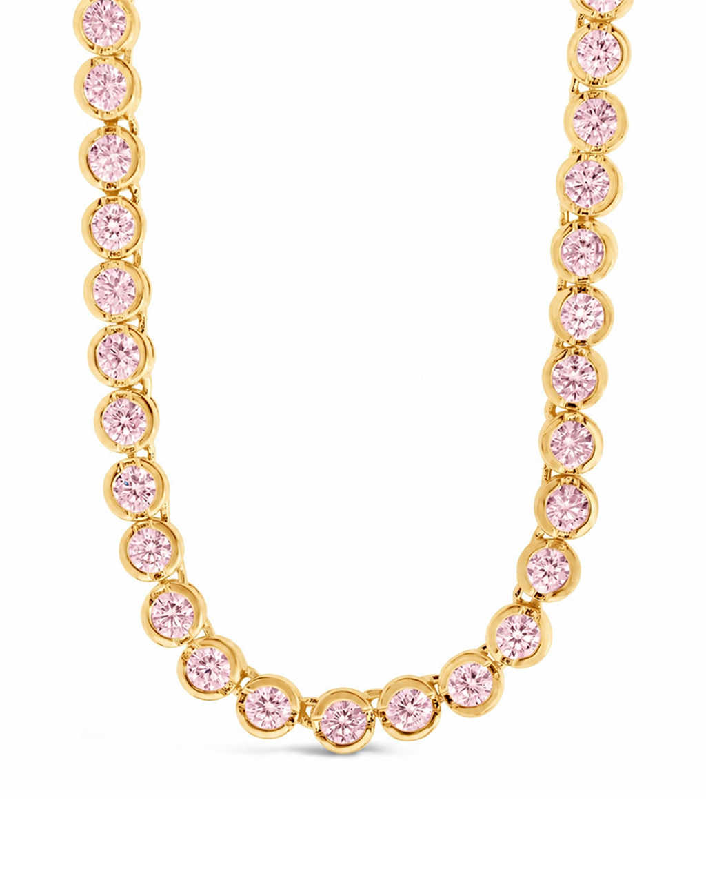 Helene Bezel Light Pink CZ Tennis Necklace