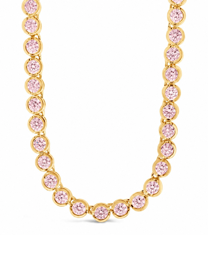 Helene Bezel Light Pink CZ Tennis Necklace