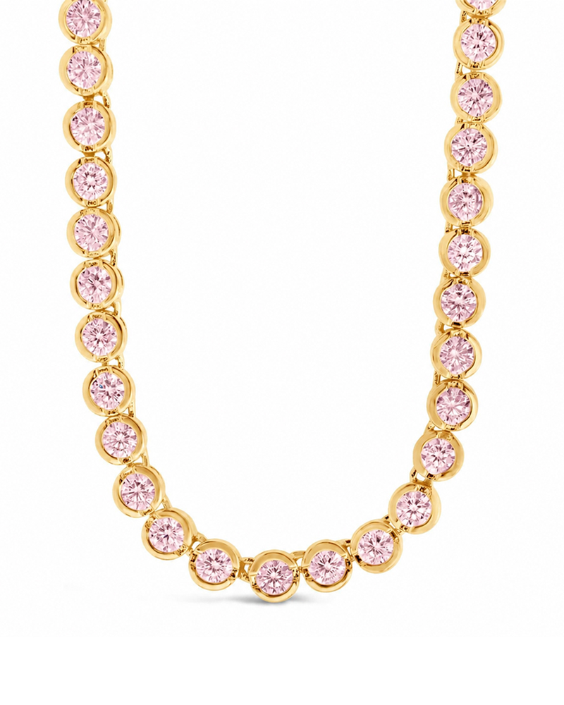 Light Pink CZ Helene Bezel Tennis Necklace