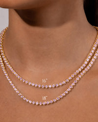 Helene Bezel Light Pink CZ Tennis Necklace