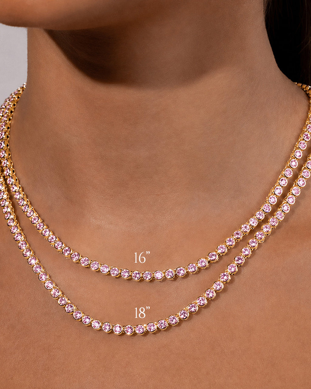 Helene Bezel Light Pink CZ Tennis Necklace