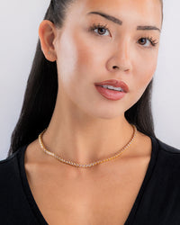 Helene Bezel Light Pink CZ Tennis Necklace