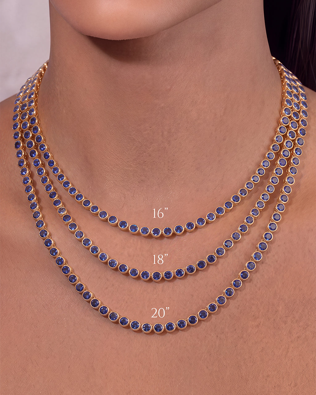 Helene Bezel Sapphire CZ Tennis Necklace