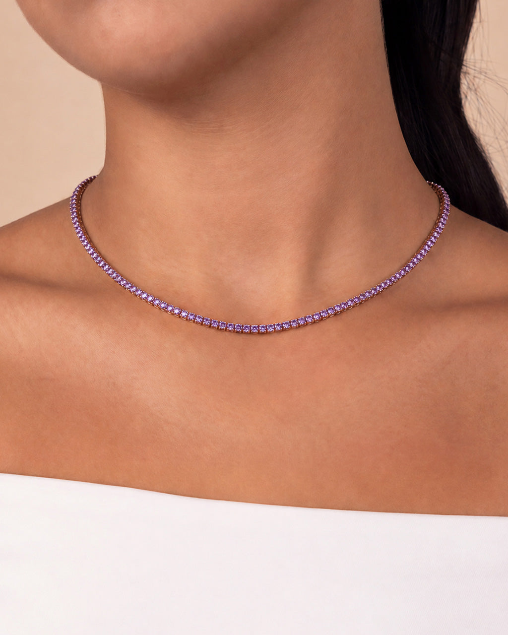 Cecil Amethyst CZ Tennis Necklace