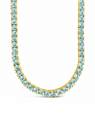 Cecil Aquamarine CZ Tennis Necklace