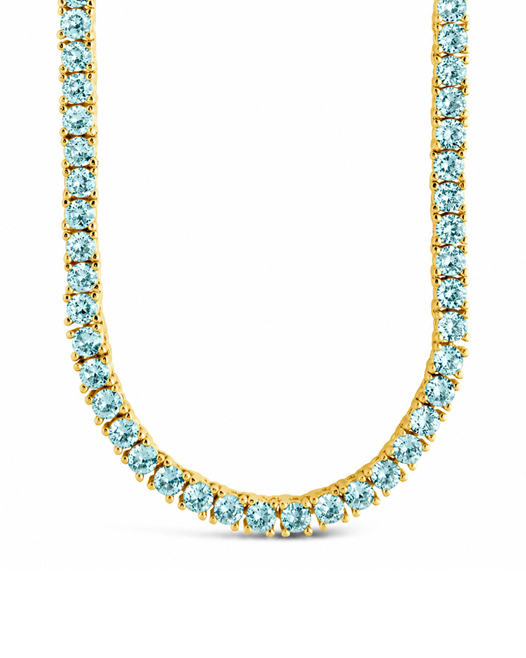 Cecil Aquamarine CZ Tennis Necklace