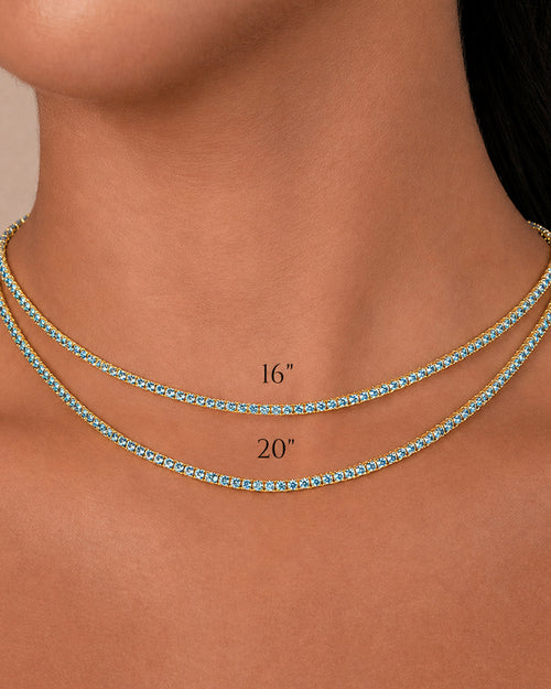 Cecil Aquamarine CZ Tennis Necklace