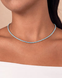 Cecil Aquamarine CZ Tennis Necklace