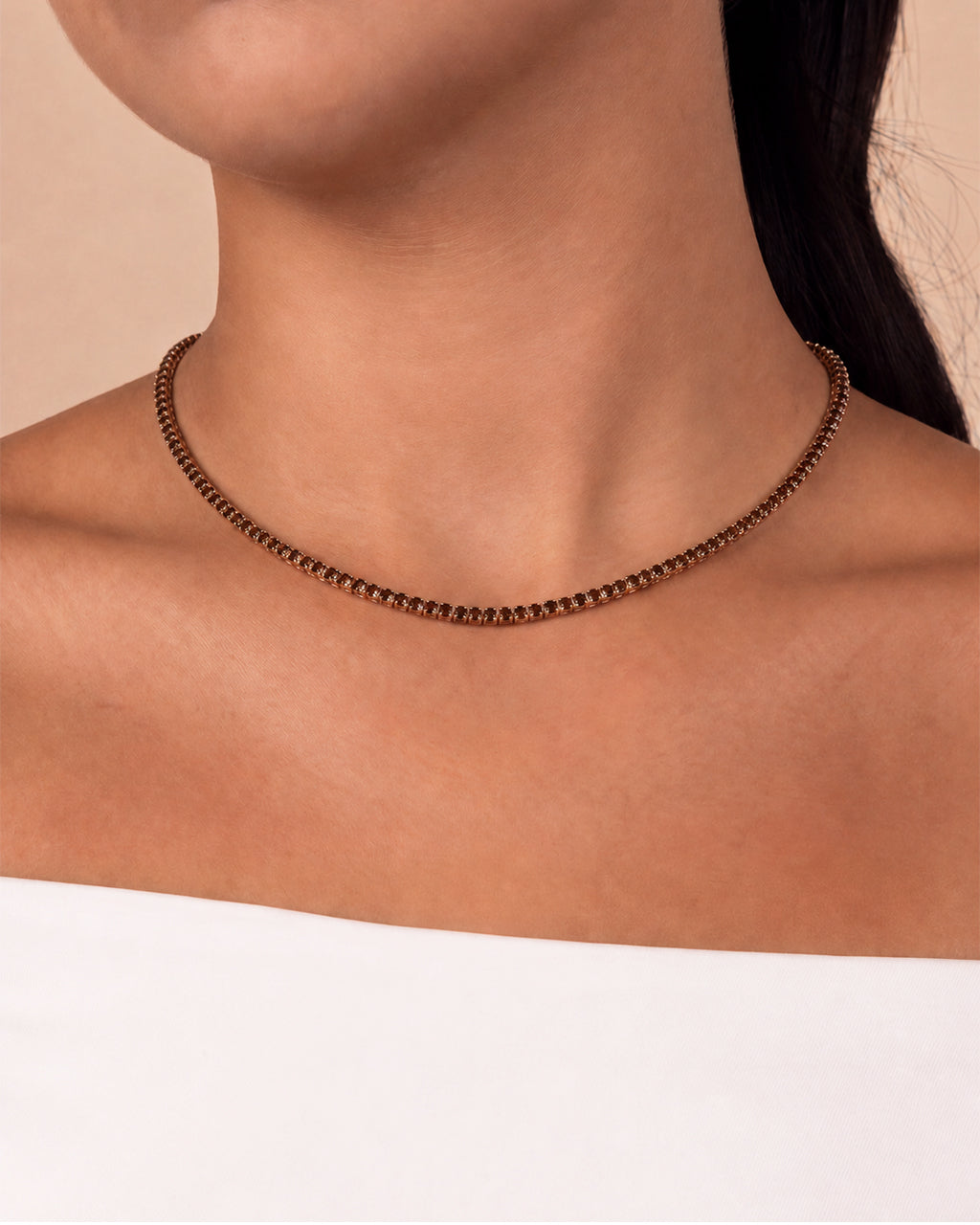 Cecil Chocolate CZ Tennis Necklace