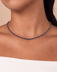 Cecil Sapphire CZ Tennis Necklace