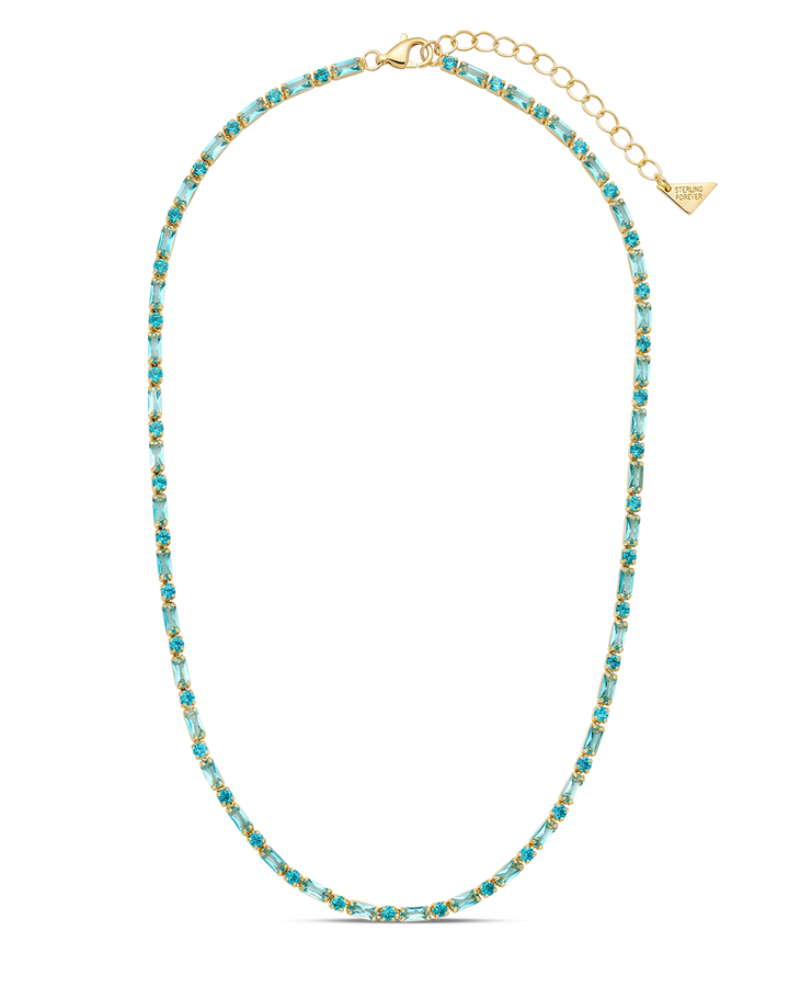 Georgia Aquamarine CZ Tennis Necklace