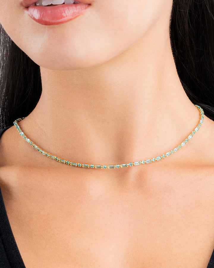 Georgia Aquamarine CZ Tennis Necklace