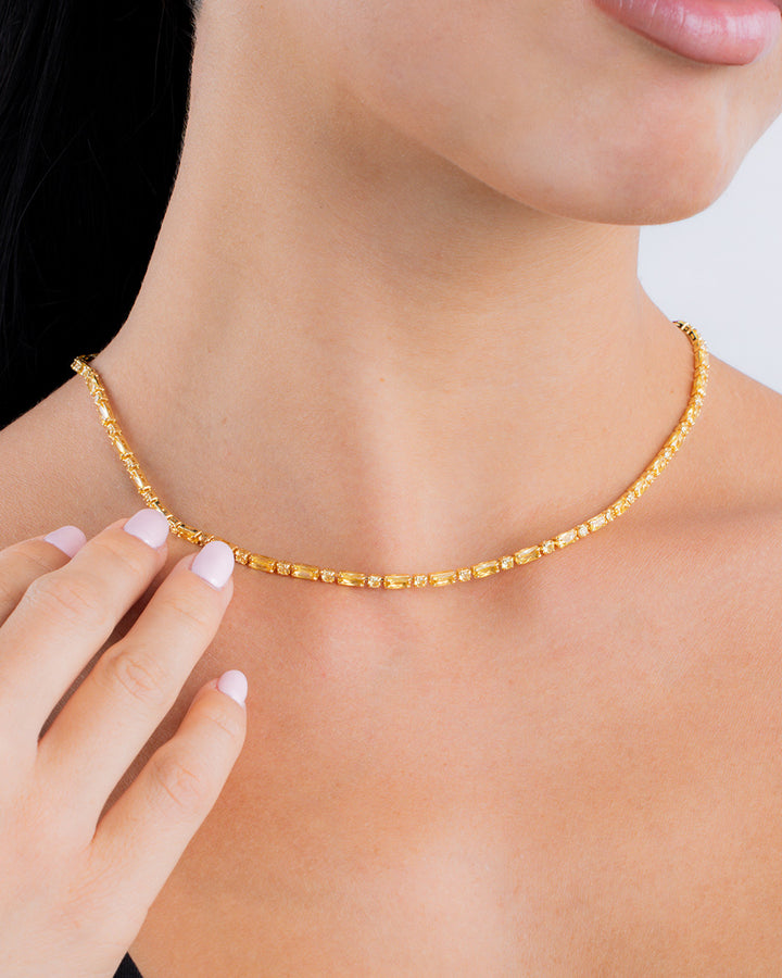 Georgia Canary CZ Tennis Necklace