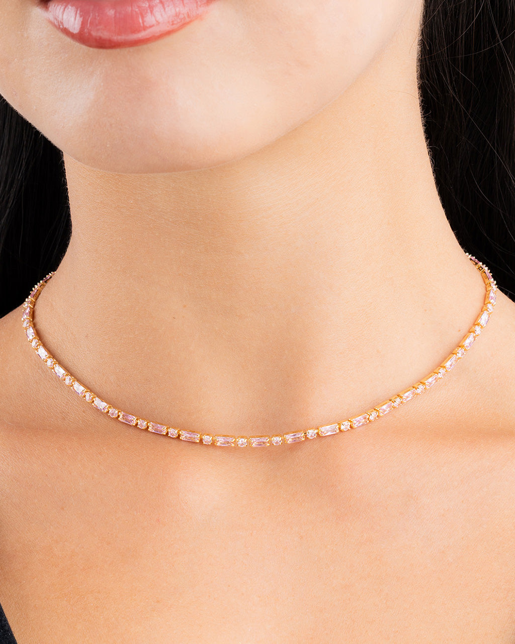 Georgia Light Pink CZ Tennis Necklace