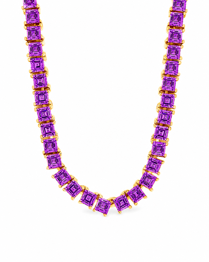 Brette Amethyst CZ Tennis Necklace