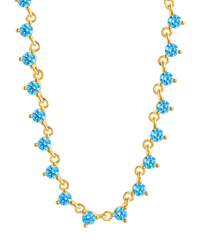 Brigid Staggered Aquamarine CZ Tennis Necklace