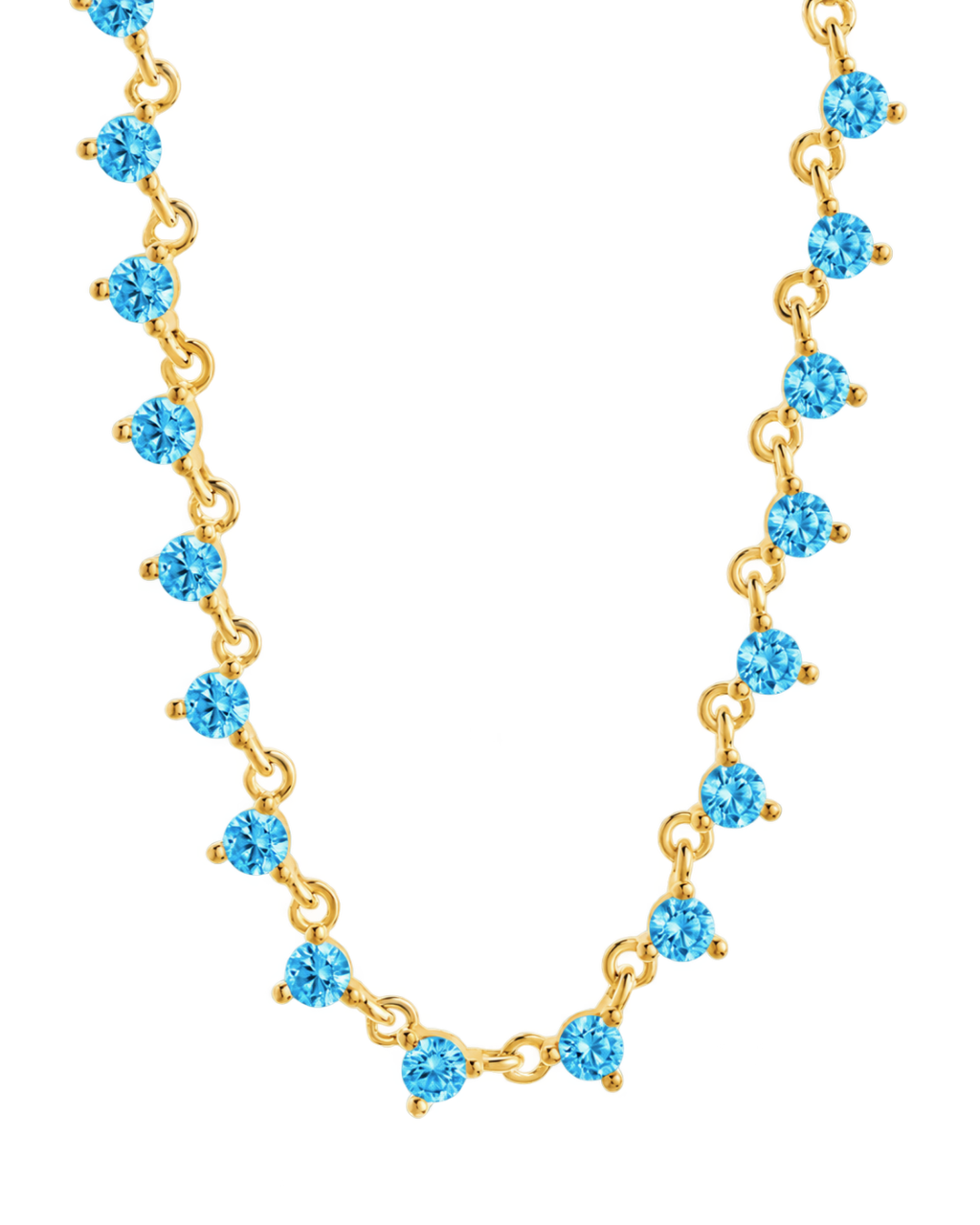 Brigid Staggered Aquamarine CZ Tennis Necklace
