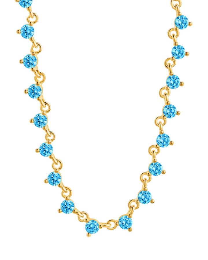 Brigid Staggered Aquamarine CZ Tennis Necklace