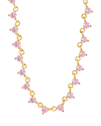 Brigid Staggered Light Pink CZ Tennis Necklace