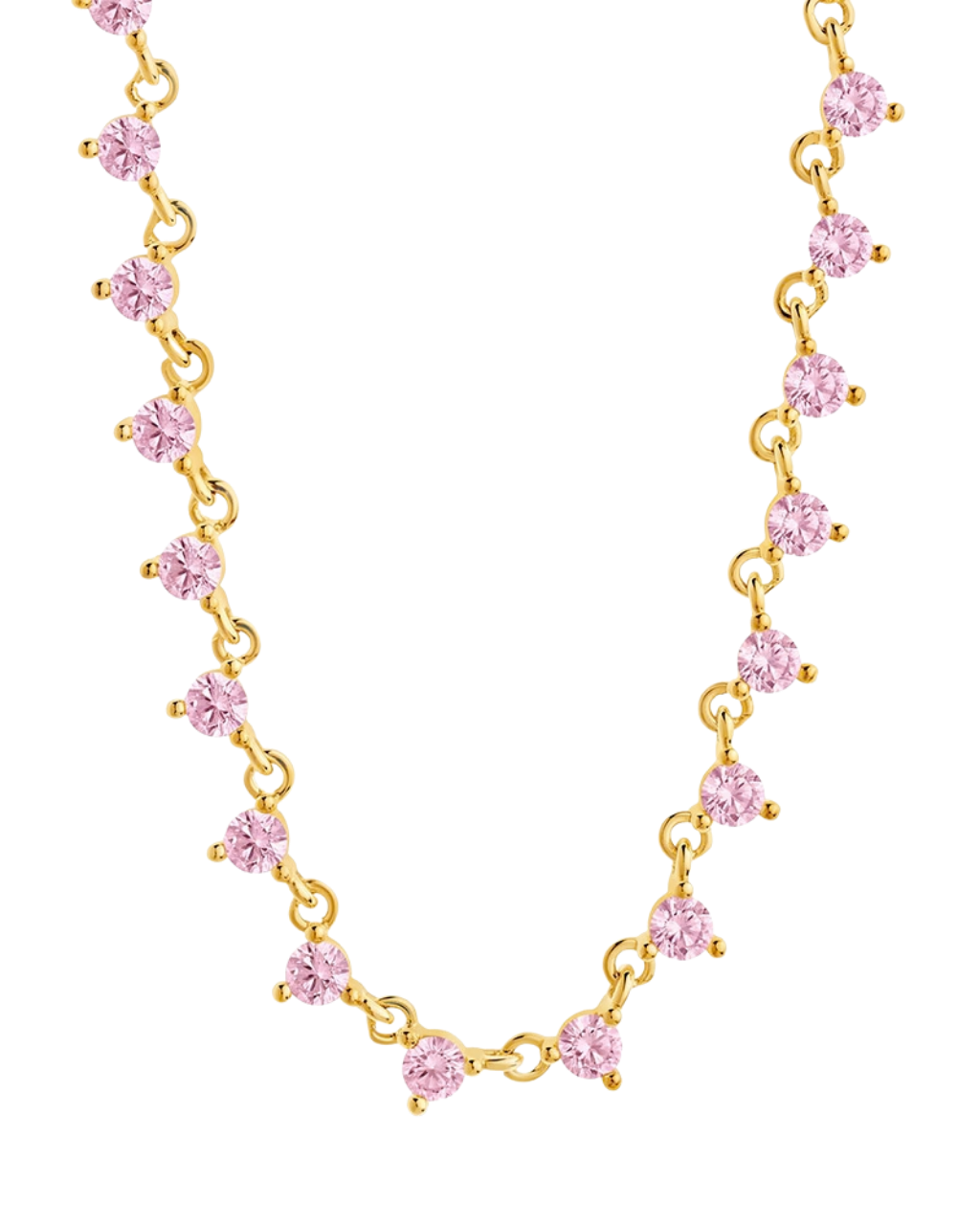 Brigid Staggered Light Pink CZ Tennis Necklace