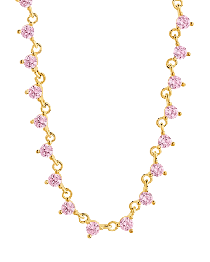 Brigid Staggered Light Pink CZ Tennis Necklace