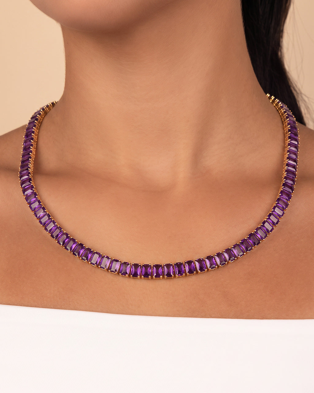 Marisol Amethyst CZ Tennis Necklace