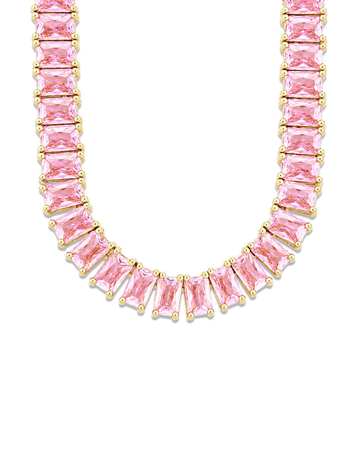 Marisol Light Pink CZ Tennis Necklace