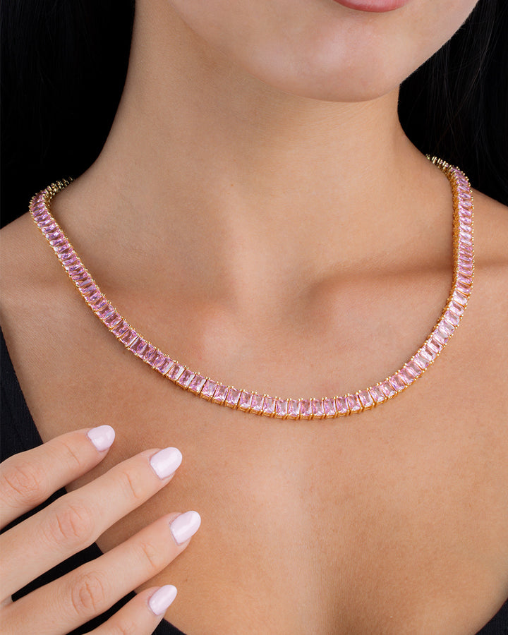 Marisol Light Pink CZ Tennis Necklace