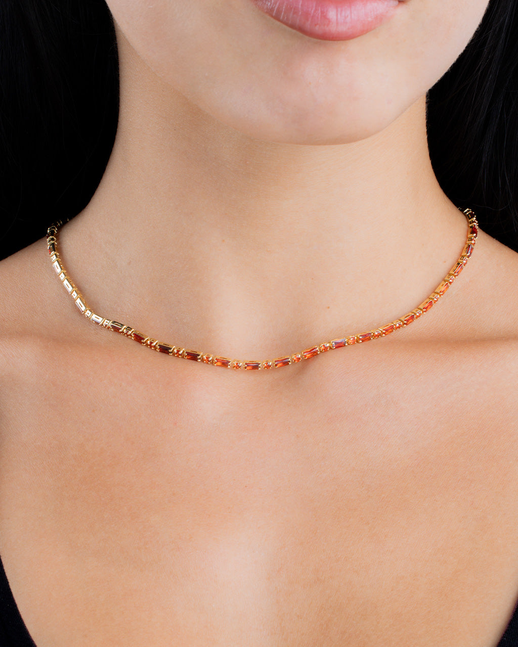 Georgia Garnet CZ Tennis Necklace
