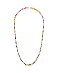 Rainbow CZ Helene Bezel Tennis Necklace