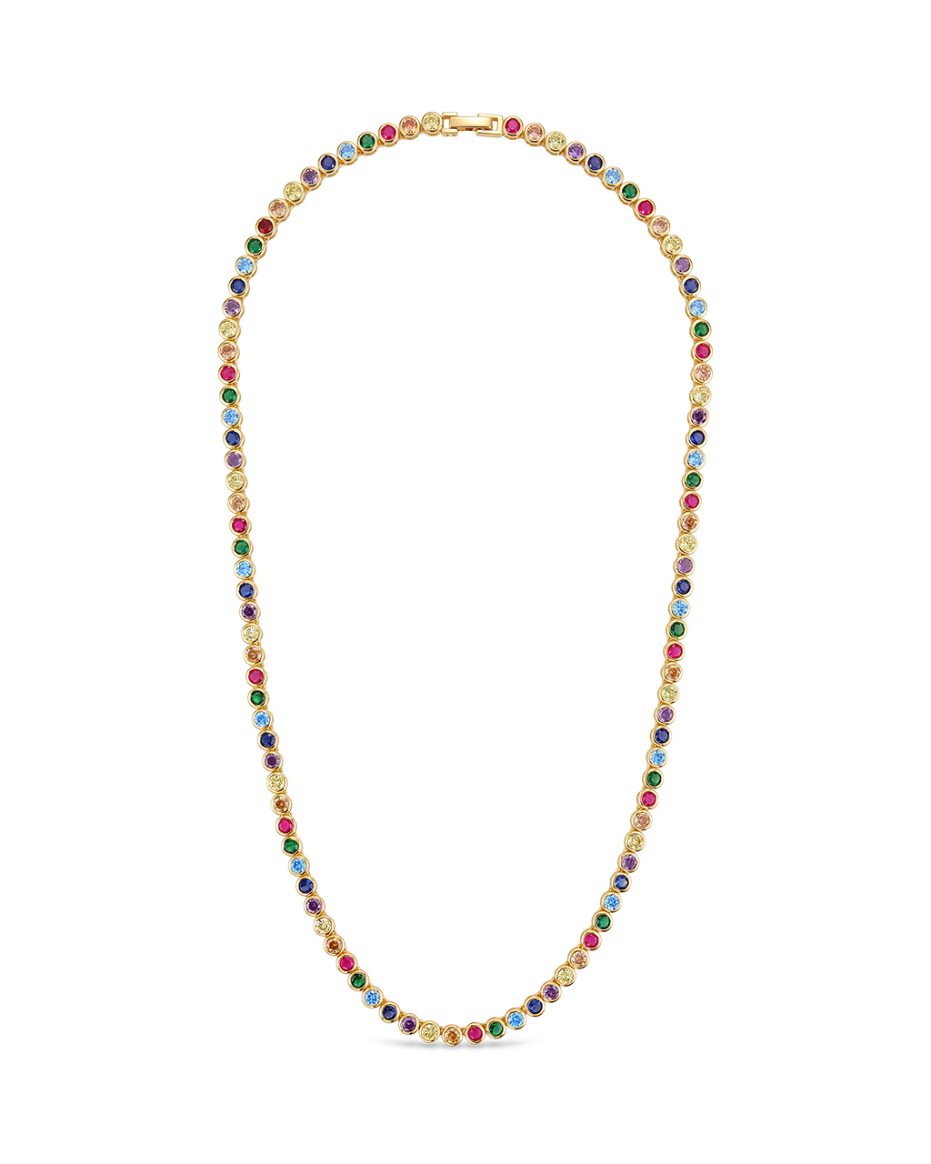 Rainbow CZ Helene Bezel Tennis Necklace