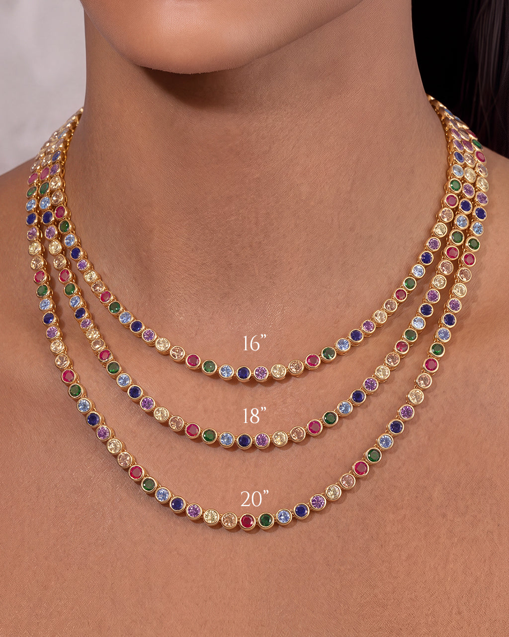 Helene Bezel Rainbow CZ Tennis Necklace