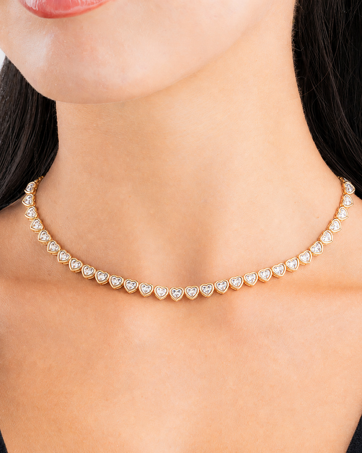 Helene Heart Cut Tennis Necklace