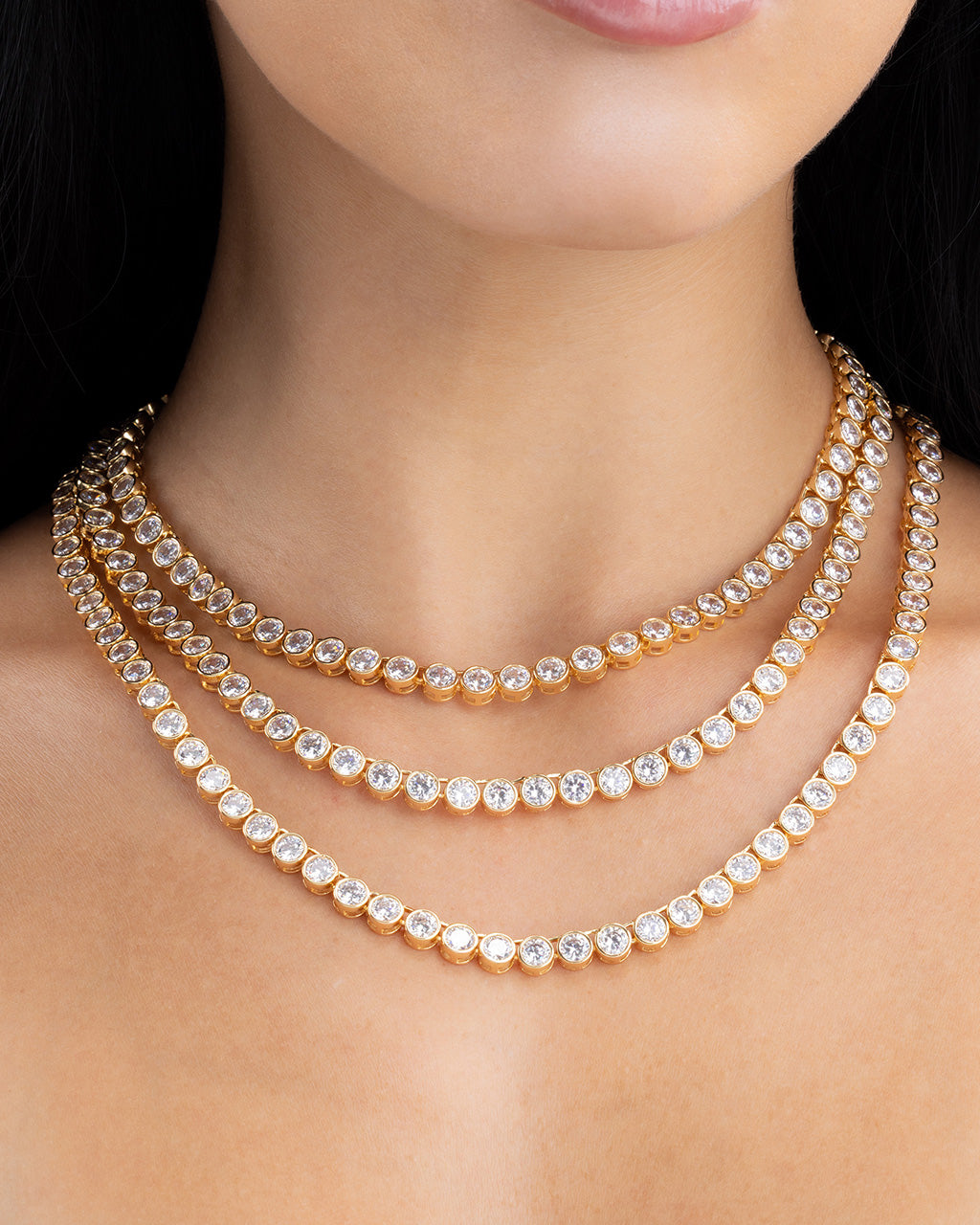 BONEE FLASH FLAKE NECKLACE ボーニー　シルバー925 Helene Bezel CZ Tennis Necklace | Sterling Silver & Vermeil