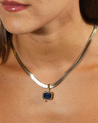 Calder Black CZ & Herringbone Pendant Necklace