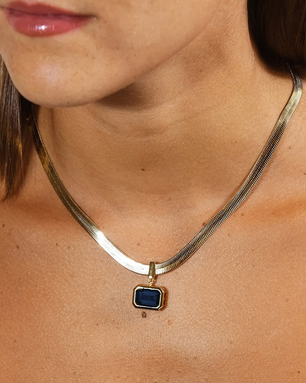 Calder Black CZ & Herringbone Pendant Necklace
