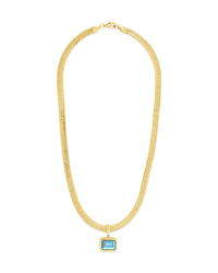 Calder Aquamarine CZ & Herringbone Pendant Necklace
