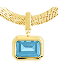 Calder Aquamarine CZ & Herringbone Pendant Necklace