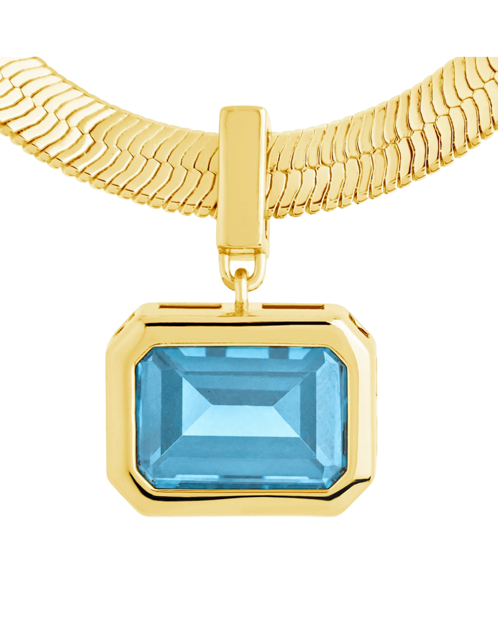 Calder Aquamarine CZ & Herringbone Pendant Necklace