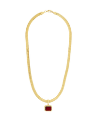 Calder Garnet CZ & Herringbone Pendant Necklace
