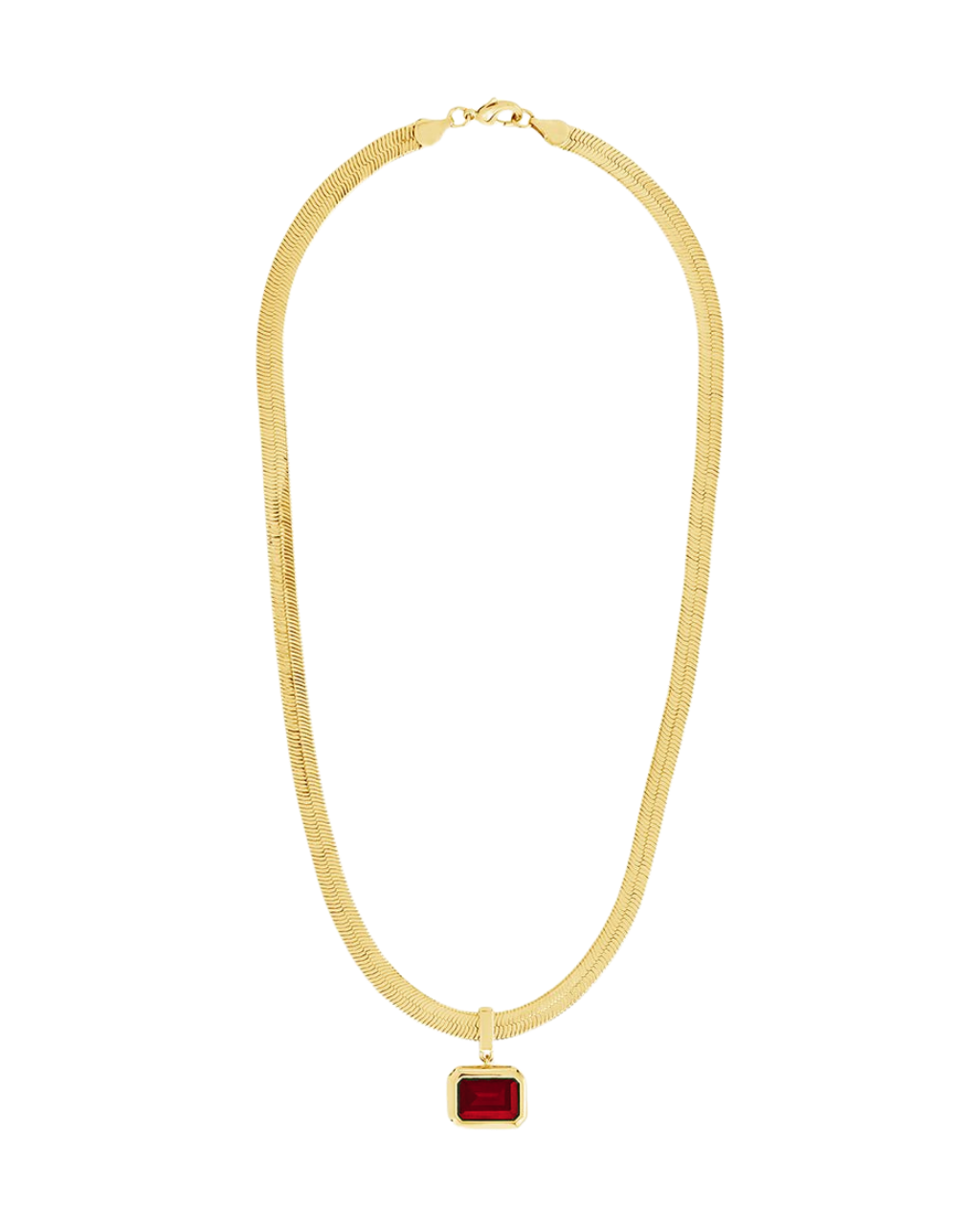 Calder Garnet CZ & Herringbone Pendant Necklace