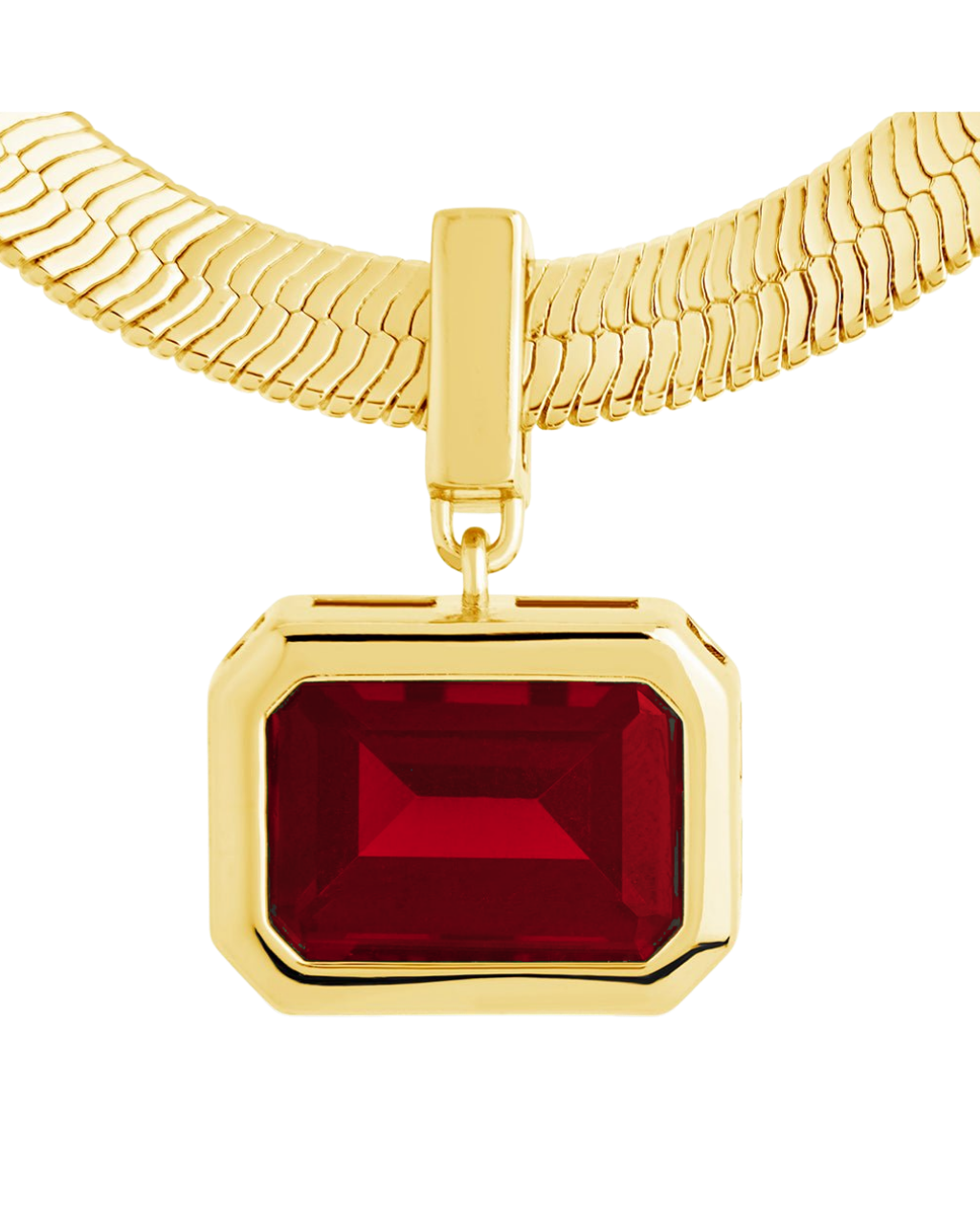 Calder Garnet CZ & Herringbone Pendant Necklace