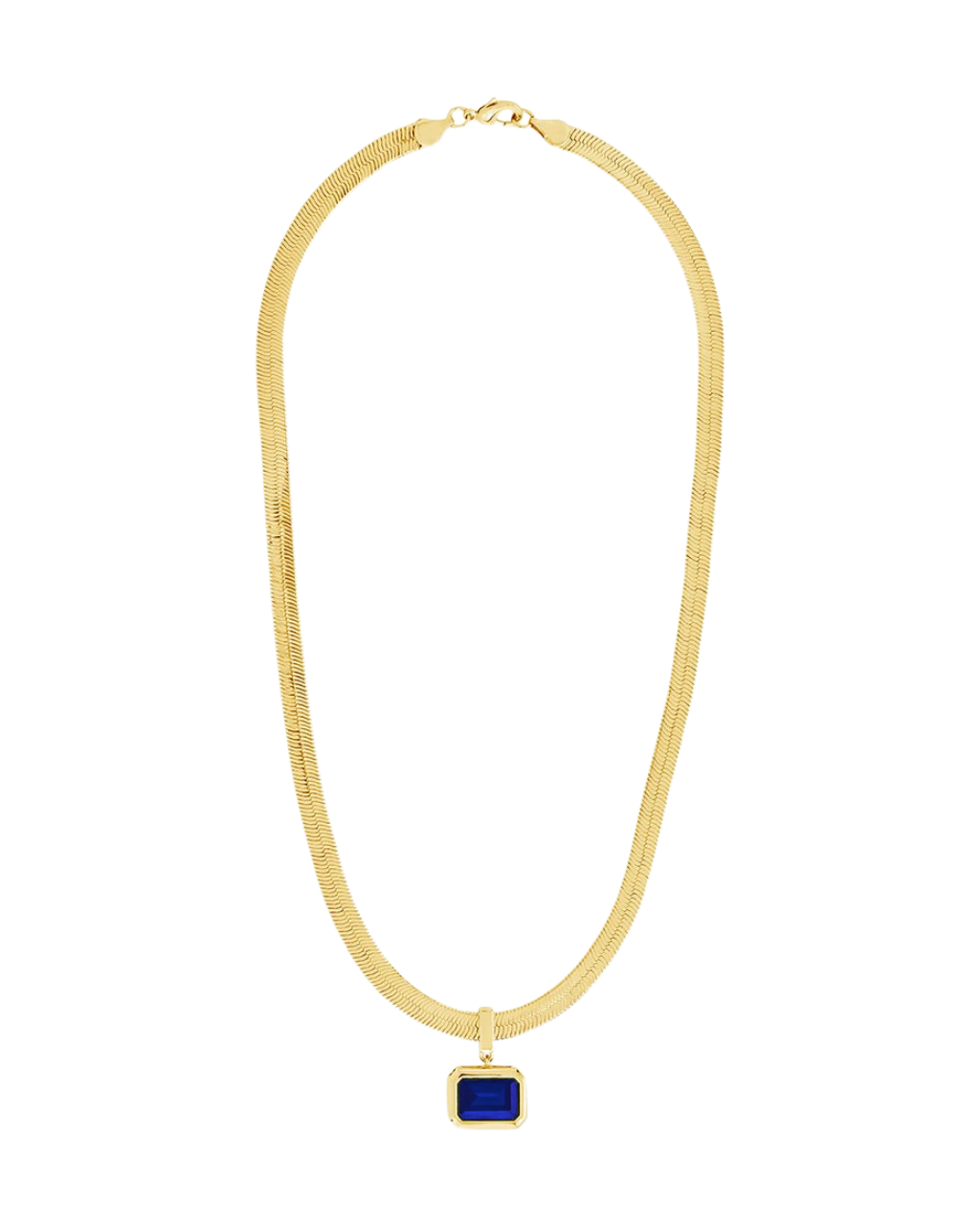 Calder Sapphire CZ & Herringbone Pendant Necklace
