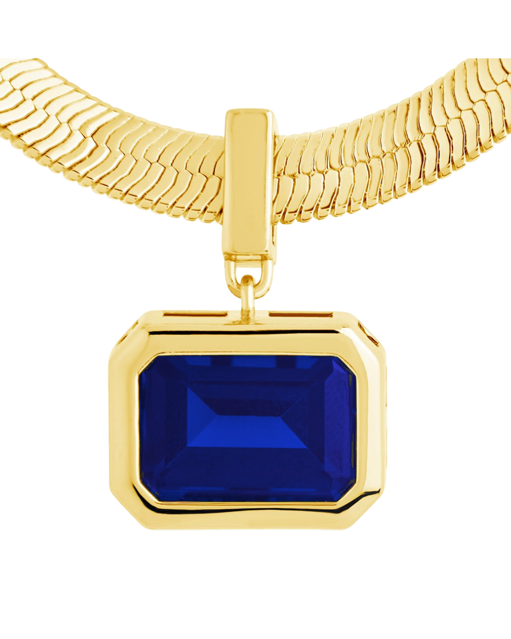 Calder Sapphire CZ & Herringbone Pendant Necklace