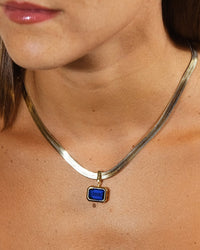 Calder Sapphire CZ & Herringbone Pendant Necklace
