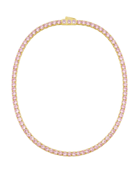 Cecil Pink Sapphire CZ Tennis Necklace