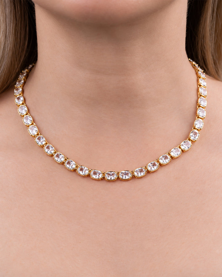 Elongated Cushion Tennis Necklace