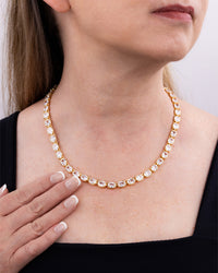 Elongated Cushion Tennis Necklace
