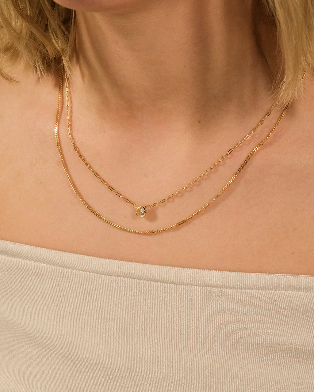 Delicate Sterling Silver 2 Layer Chain Necklace