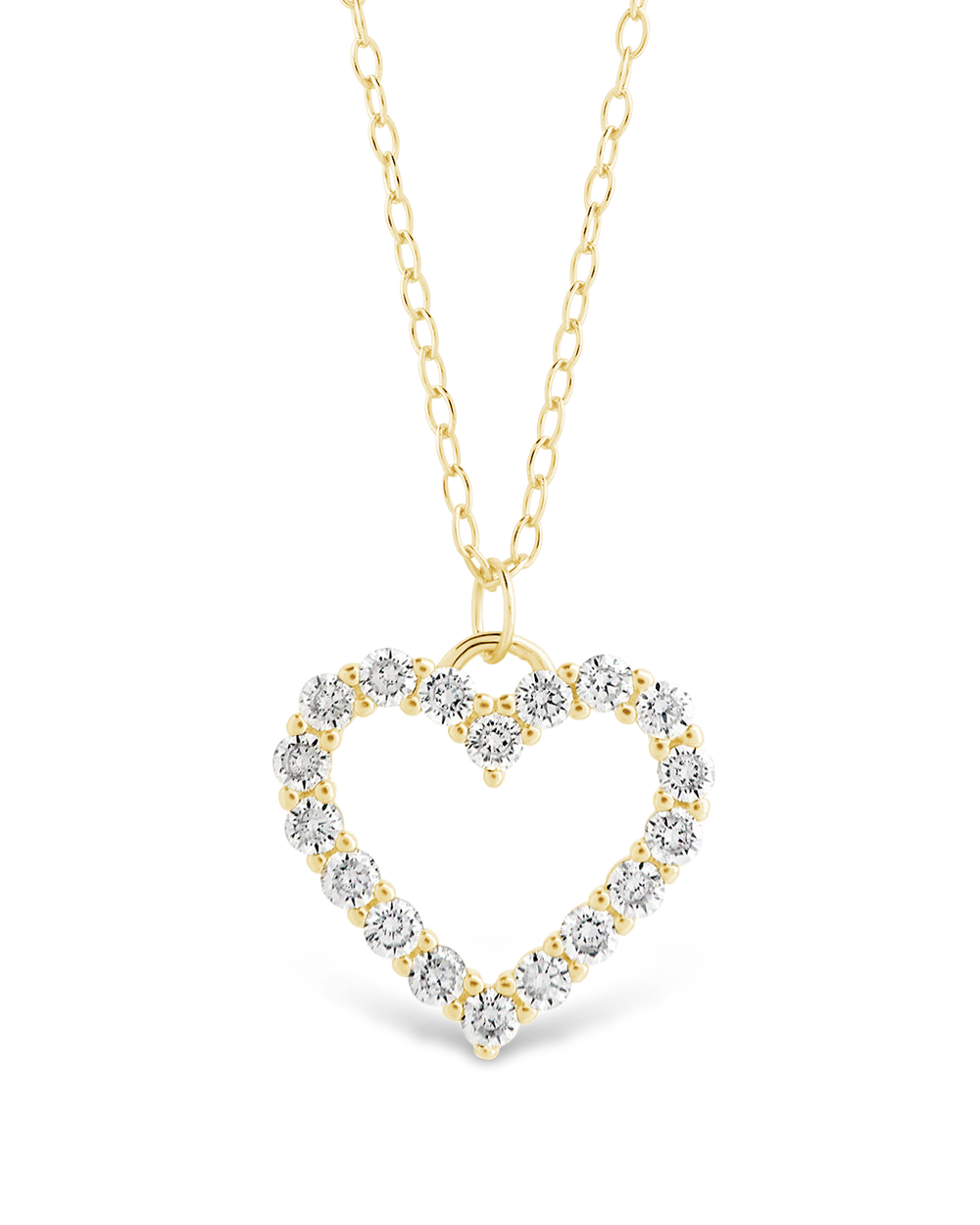 Sterling Silver Cubic Zirconia Outline Heart Pendant Necklace